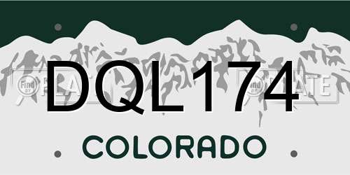 DQL174 Colorado License Plate