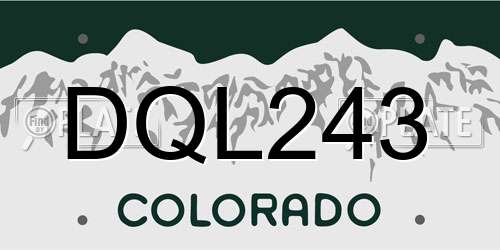 DQL243 Colorado License Plate