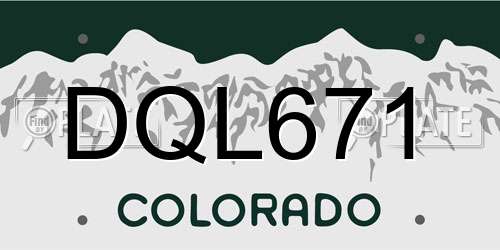 DQL671 Colorado License Plate