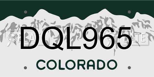 DQL965 Colorado License Plate