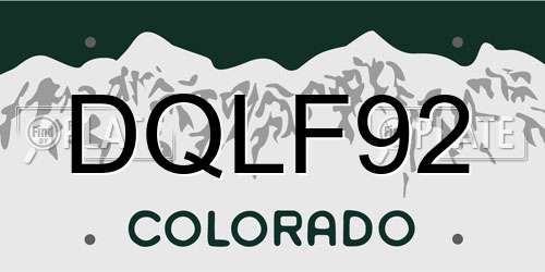 DQLF92 Colorado License Plate