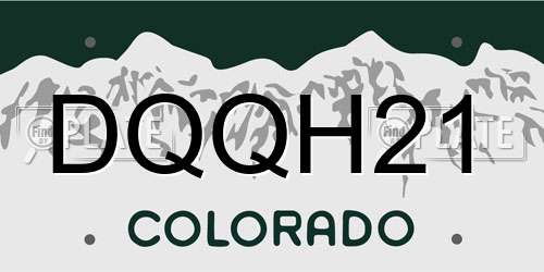 DQQH21 Colorado License Plate
