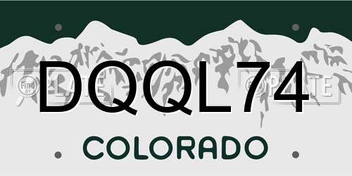 DQQL74 Colorado License Plate