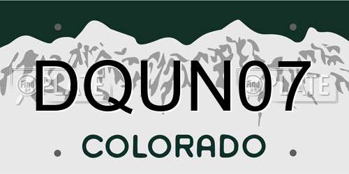 DQUN07 Colorado License Plate
