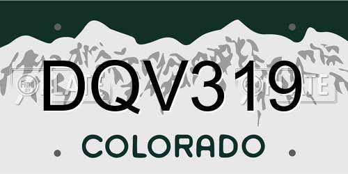 DQV319 Colorado License Plate
