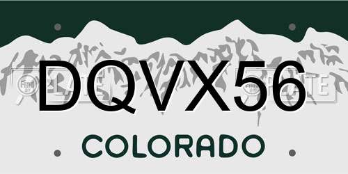 DQVX56 Colorado License Plate