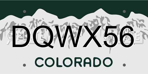 DQWX56 Colorado License Plate