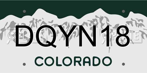 DQYN18 Colorado License Plate