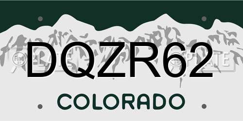 DQZR62 Colorado License Plate