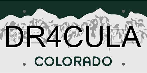 DR4CULA Colorado License Plate