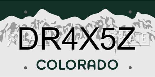 DR4X5Z Colorado License Plate