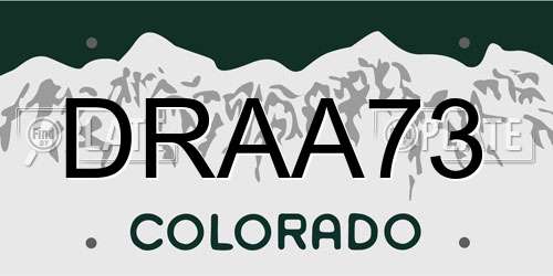 DRAA73 Colorado License Plate
