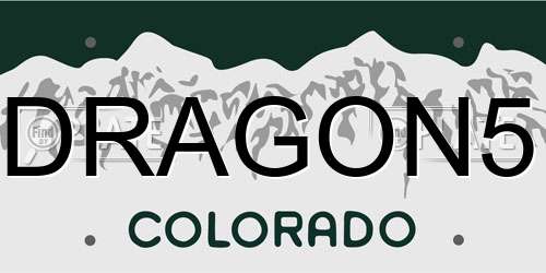 DRAGON5 Colorado License Plate