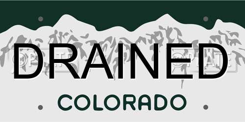 DRAINED Colorado License Plate