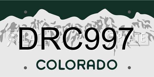 DRC997 Colorado License Plate