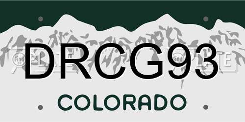 DRCG93 Colorado License Plate