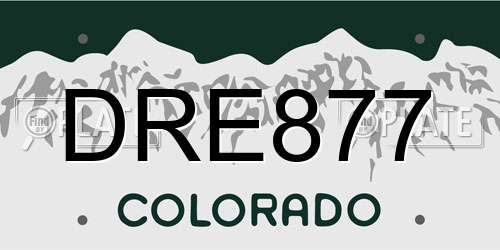 DRE877 Colorado License Plate