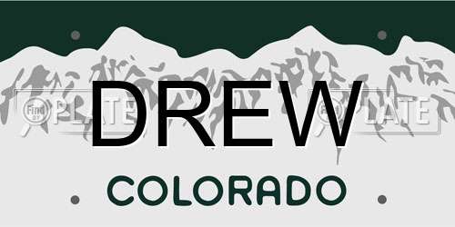 DREW Colorado License Plate