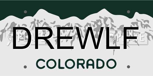 DREWLF Colorado License Plate