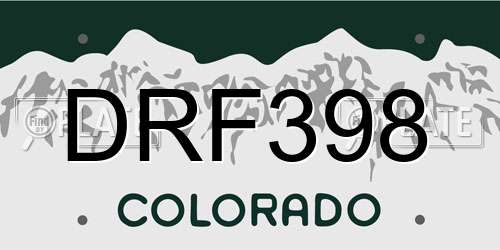 DRF398 Colorado License Plate