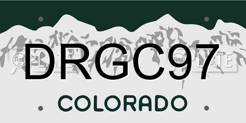 DRGC97 Colorado License Plate