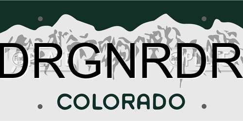 DRGNRDR Colorado License Plate