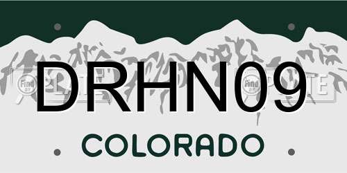 DRHN09 Colorado License Plate