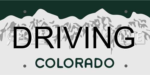 DRIVING Colorado License Plate
