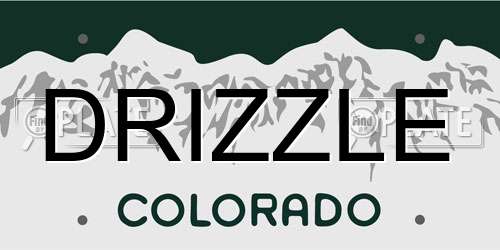 DRIZZLE Colorado License Plate