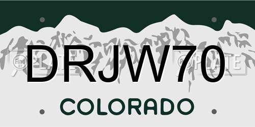 DRJW70 Colorado License Plate
