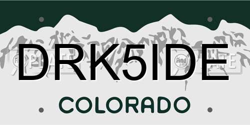 DRK5IDE Colorado License Plate