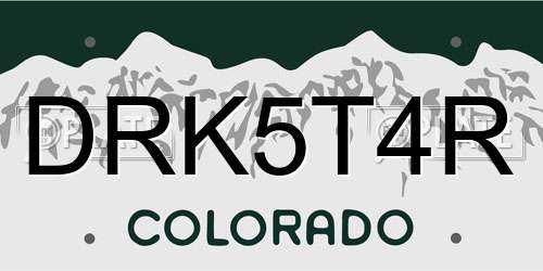 DRK5T4R Colorado License Plate