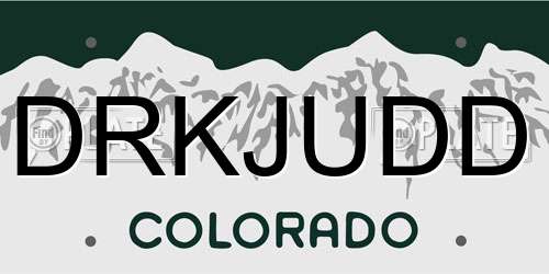 DRKJUDD Colorado License Plate