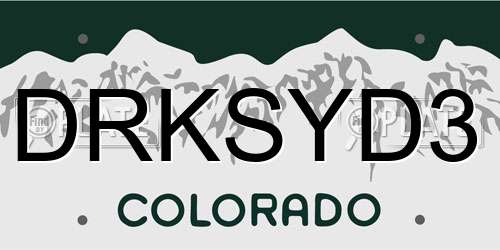 DRKSYD3 Colorado License Plate