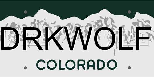 DRKWOLF Colorado License Plate