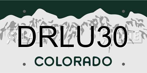 DRLU30 Colorado License Plate