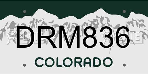 DRM836 Colorado License Plate