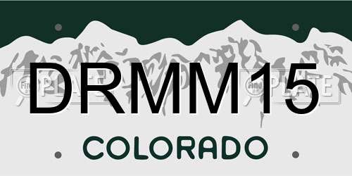 DRMM15 Colorado License Plate
