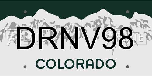 DRNV98 Colorado License Plate