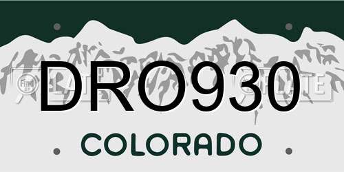 DRO930 Colorado License Plate