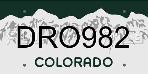 DRO982 Colorado License Plate