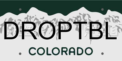 DROPTBL Colorado License Plate