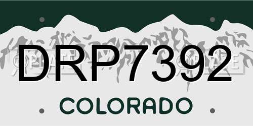 DRP7392 Colorado License Plate