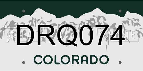 DRQ074 Colorado License Plate