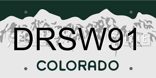 DRSW91 Colorado License Plate