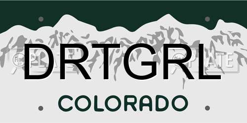 DRTGRL Colorado License Plate