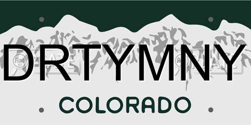 DRTYMNY Colorado License Plate