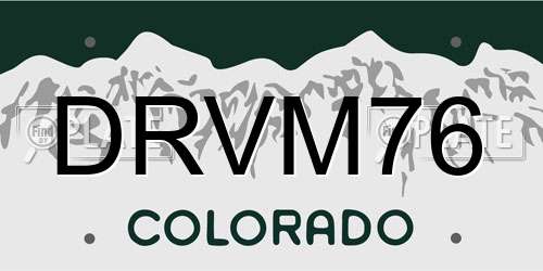 DRVM76 Colorado License Plate