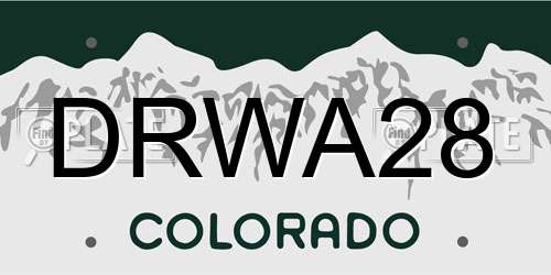 DRWA28 Colorado License Plate