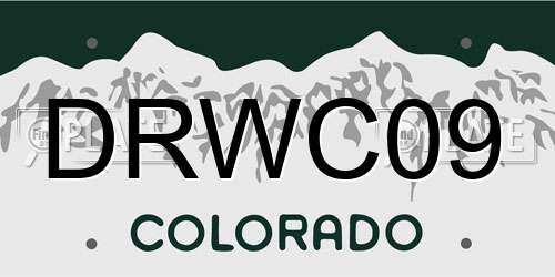 DRWC09 Colorado License Plate